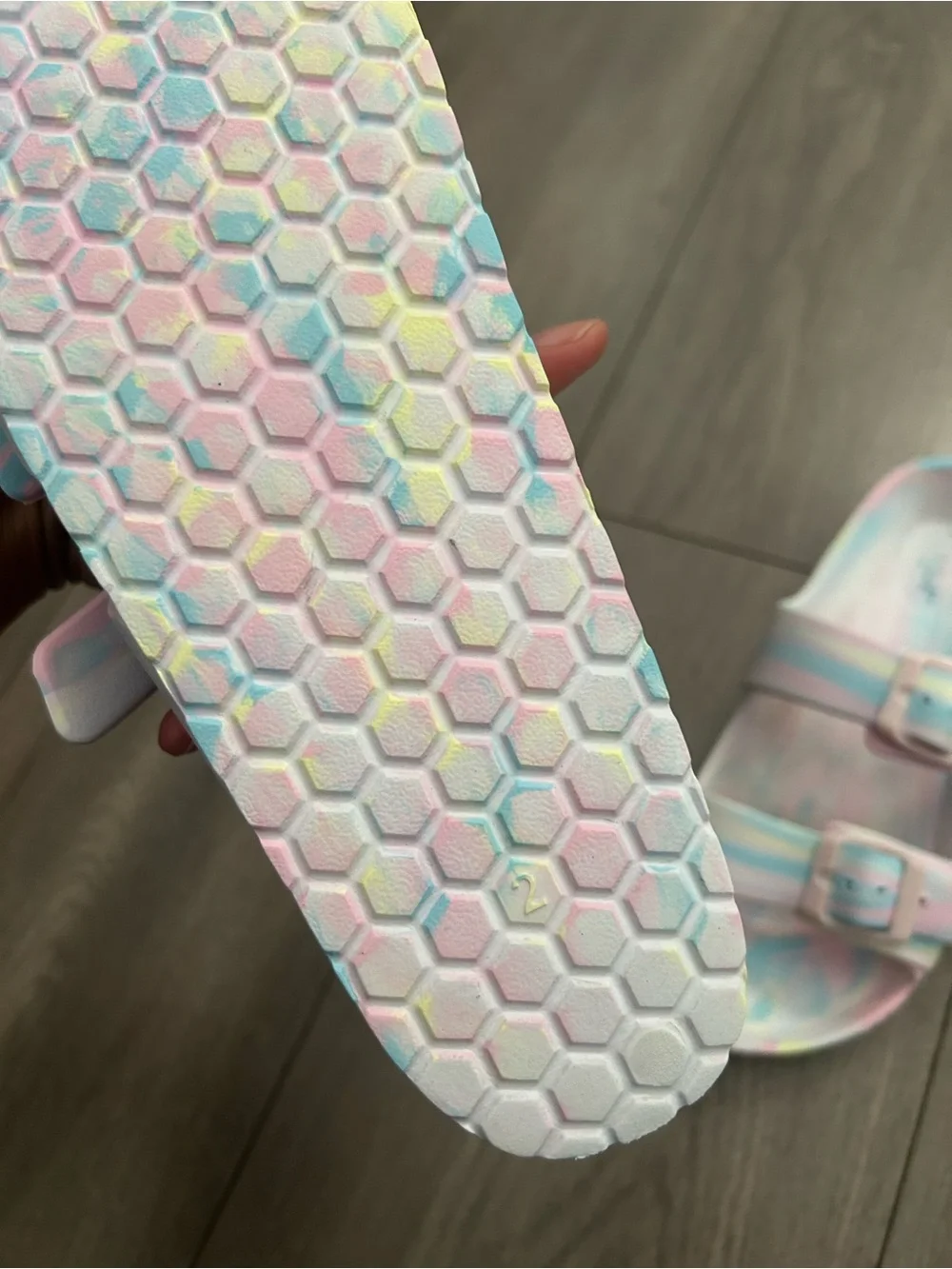 Cat & Jack Kids' Noa Sandals featuring a pastel tie-dye pattern - Size: 2 youth